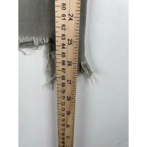 We The Free Jeans Womens 25 Green Denim Mid Rise Pockets Raw Hem Fringes - Picture 8 of 16